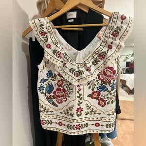 GOLD BLOUSE - SÉZANE X FARM RIO sz 6